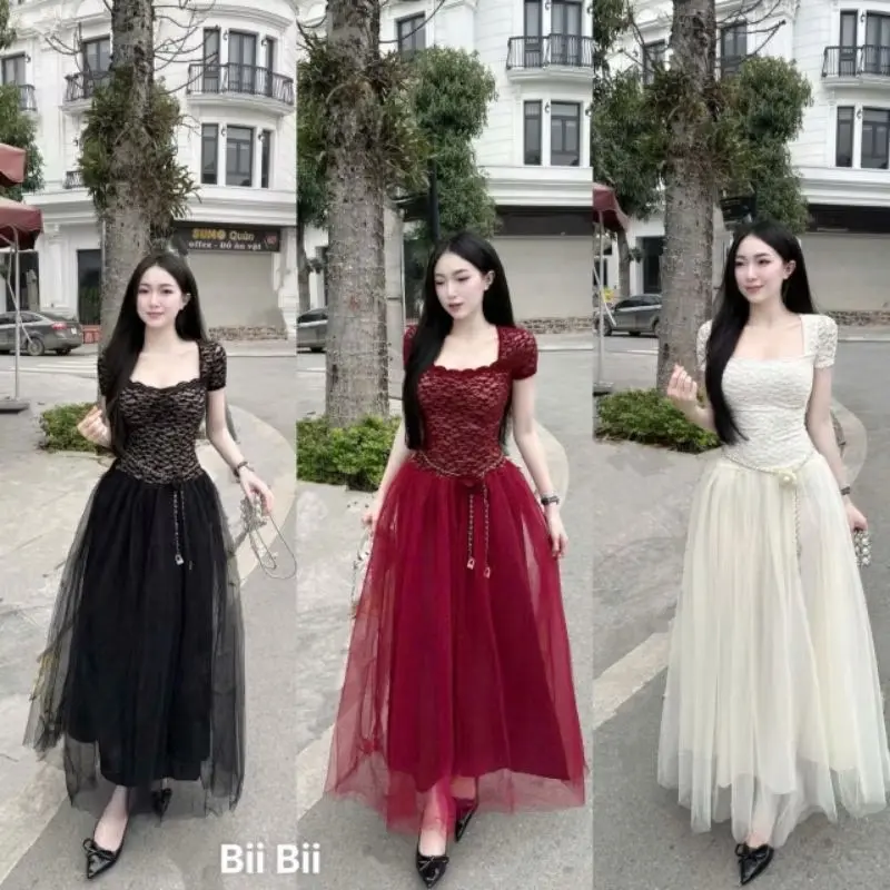 ( CÓ BIGSIZE ) ĐẦM REN PHỐI LƯỚI DÁNG DÀI ( TẶNG KÈM NỊT KHI MUA TRÊN LIVE )