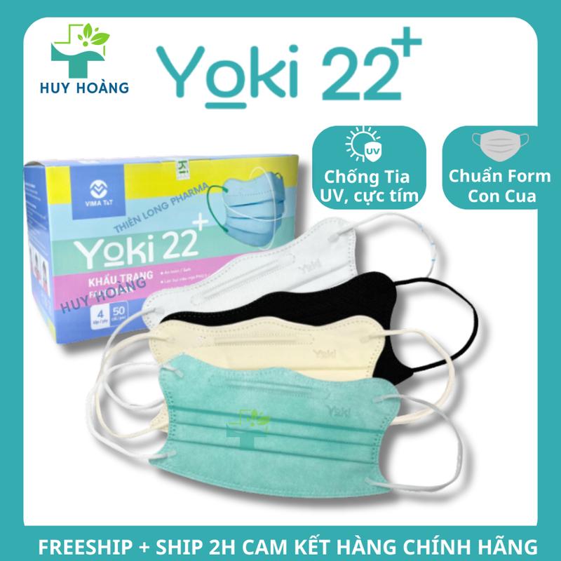 Thùng 500 Cái Khẩu trang Cua Yoki 22+ kiểu dáng KF94 khẩu trang y tế con cua 4 lớp dày dặn