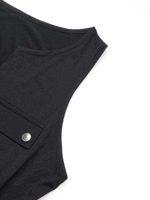 Women's Solid Zipper Tank  Romper, Casual Sleeveless Pocket Romper for Summer, Fashion Women's Clothing for Daily Wear 6