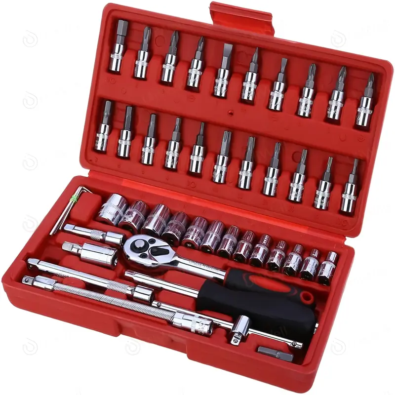 SHIIE Kunci Shock Sok Set 46 Pcs  Merek Tekiro 1/2DR 8-24mm 6pt Original Ready Kunci Shock Set Tekiro 7