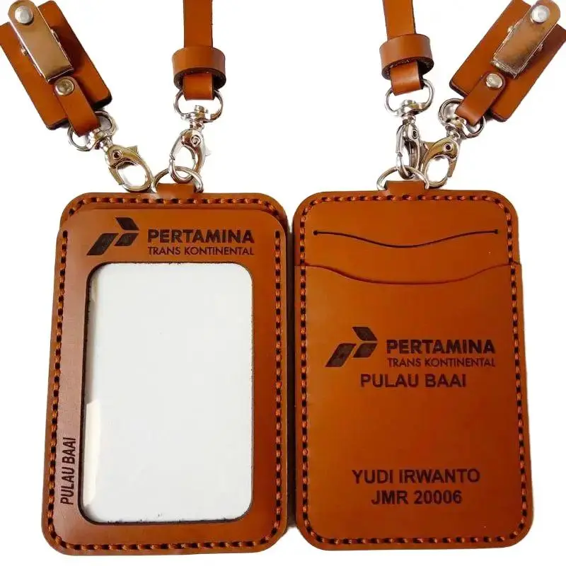 ID CARD HOLDER NAMETAG KULIT HOLDER CUSTOM 4 LAPIS 3 SLOT CARD Hitam