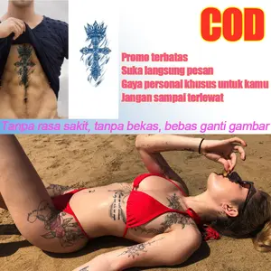 Tato Temporer Herbal Semi Permanen Tahan 15 Hari, Stiker Tato Waterproof & Halal, Warna Hitam Natural, Cocok untuk Tubuh