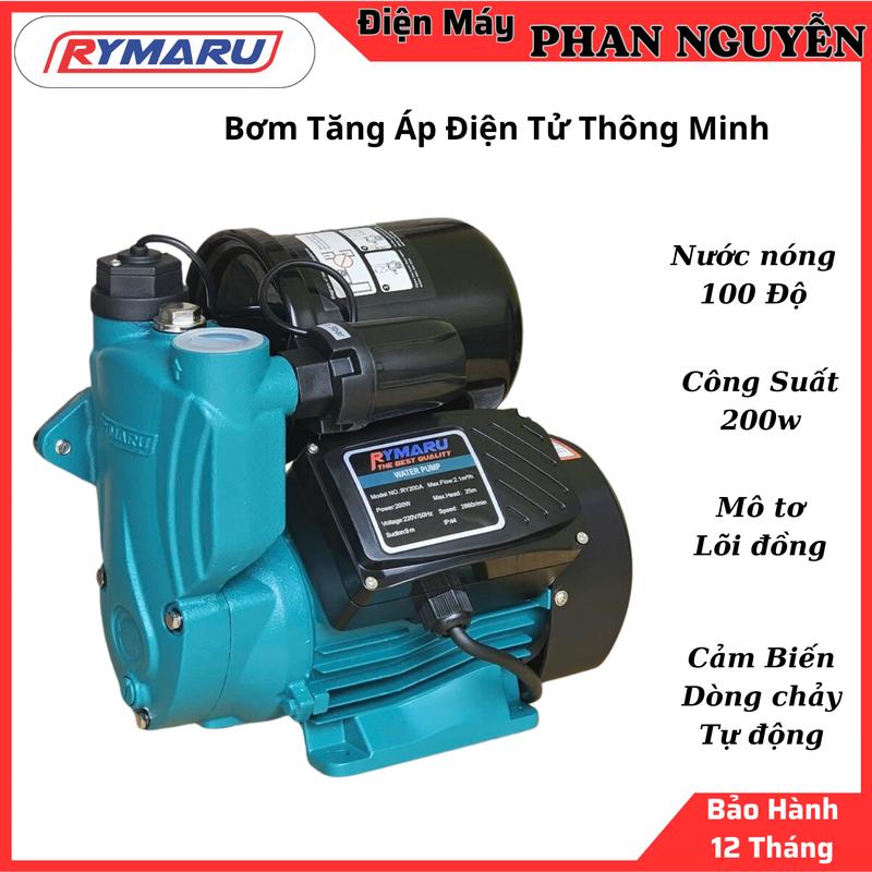 Máy bơm tăng áp điện tử tự động RYMARU RY200A, 200W, Có cảm biến mất nước.Role Ngắt Tự Động.Tăng áp lực nước BH 1 Năm