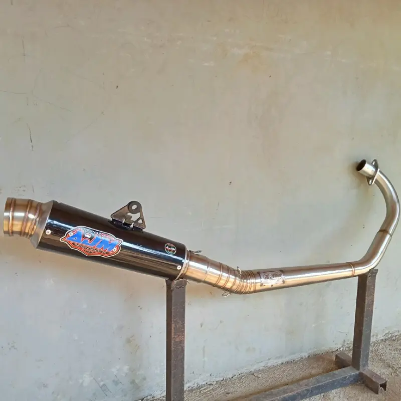kenalpot racing AJM ORIGINAL tipe kompetisi p25 black leheran Roll Bending bahan full stenlish inlet50mm 0