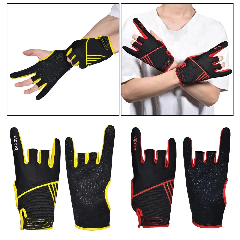 1Pair Cycling Bowling Glove Half Finger Wrist Support Padded Bike Gloves Anti-Slip Hand Protective Anti-Skid Summer Bowling Power Gloves for Men Women