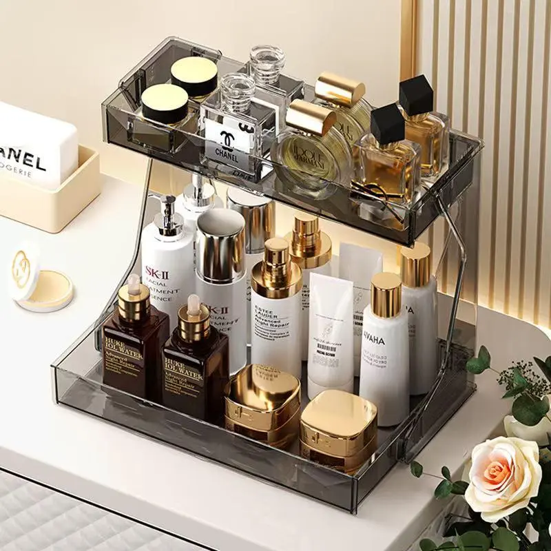 Cosmetic Storage Rack, 1 Count Large Capacity Cosmetic Organizer, Multi-layer Makeup Organizer, Desktop Makeup Storage Rack for Bathroom, Bedroom, Dressing Table