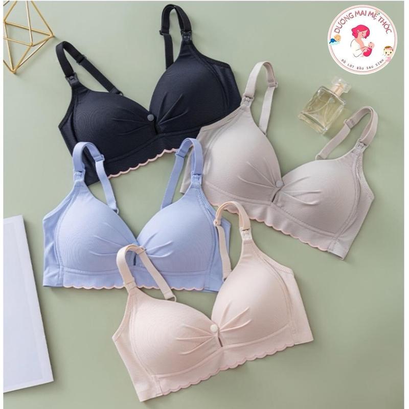  Áo Lót SU TĂM LẠNH Bầu Cho Con Bú Không Gọng Chống Ngực Chẩy Xệ Có Khuy Cài Cúc Mở Ngang Thuận Tiện Cho Con Bú set  áo 