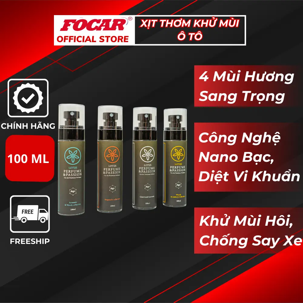 Xịt Thơm Khử Mùi Hôi, Diệt Nấm Vi Khuẩn Ô Tô Cao Cấp Chính Hãng Focar