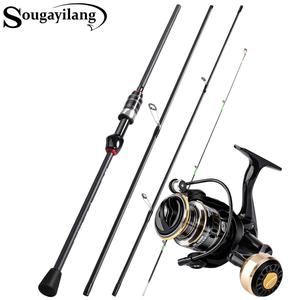Portable Fishing Rod & Reel Combo, 1 Set 4 Sections Fishing Rod With 5.2:1 Gear Ratio Metal Handle Spinning Fishing Reel