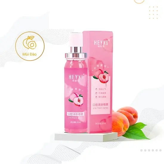 Xịt Thơm Miệng HEYXI 20ml Hương Bạc hà Và Đào Giúp Giảm Hôi Miệng, Lưu Hương Thơm Mát 2