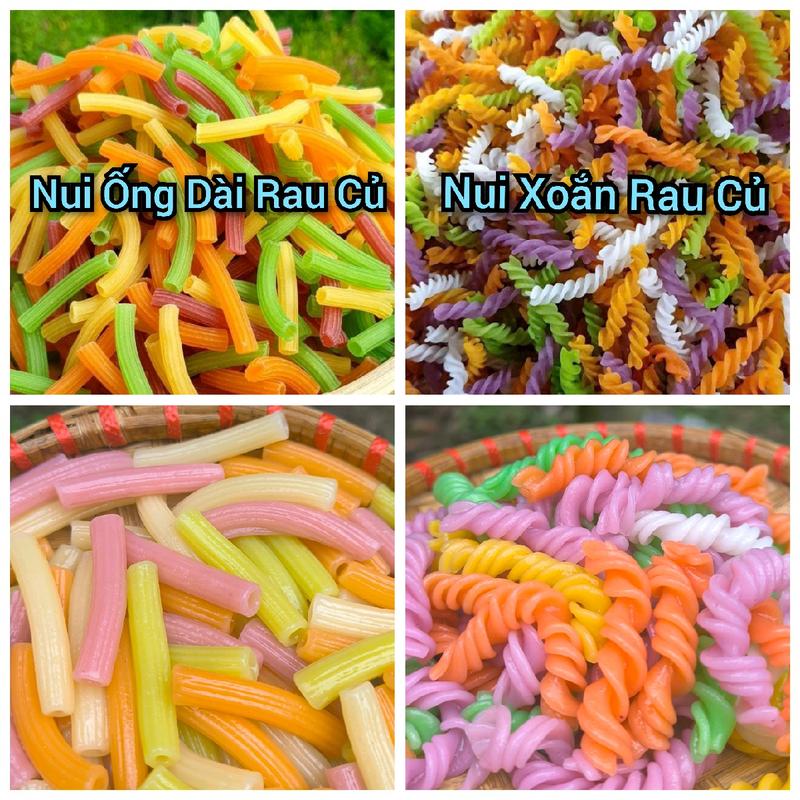 Combo 2kg Nui Gồm: 1kg Nui Ống Dài Rau Củ + 1kg Nui Xoắn Rau Củ Nui Mềm Dai K Bở Tặng kèm 500gr nui xoắn rau củ Thức Ăn