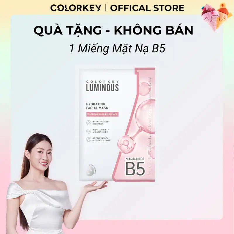 [QUÀ TẶNG - KHÔNG BÁN] Một Miếng Mặt Nạ Giấy Màu Hồng COLORKEY LUMINOUS Vitamin B5 25ml Làm Đẹp Da Dưỡng Ẩm Da Skincare Mask