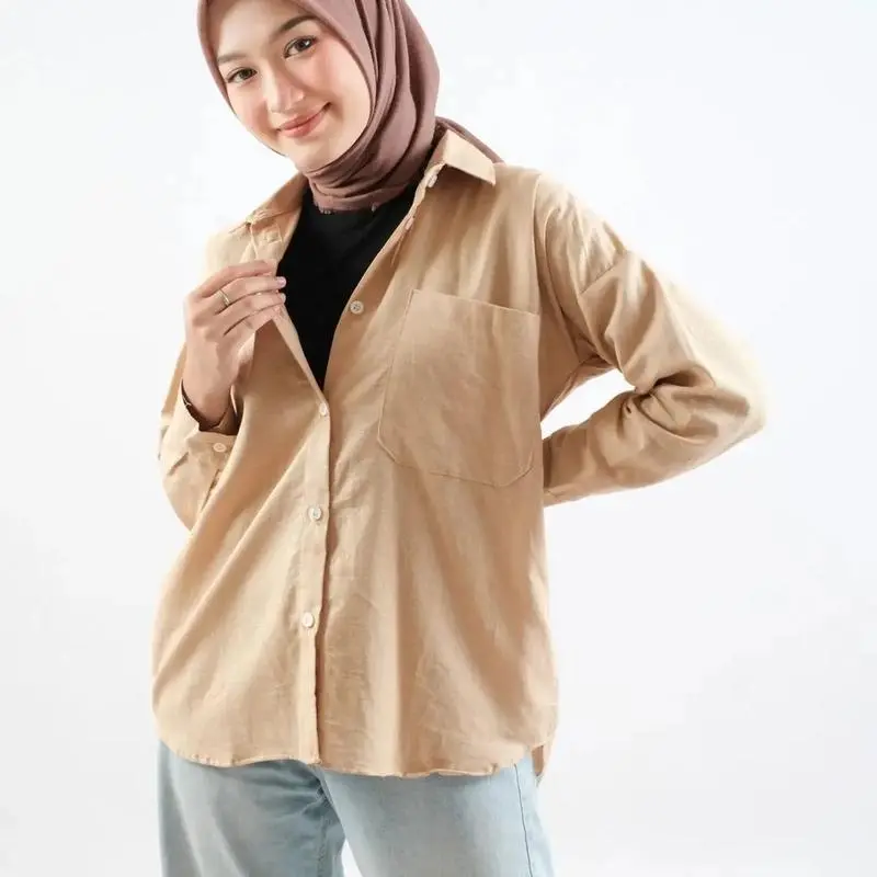 KALEA SHIRT - Kemeja Katun Linen Basic Oversize Atasan wanita Elegan Baju Fit 3