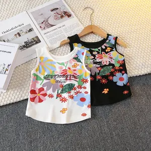 KAOS SINGLET ANAK PEREMPUAN BAHAN STRECH MOTIF HAWAI BUNGA FULL PRINT