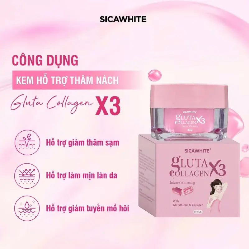 (CB20) COMBO 2 Kem GLUTA COLLAGEN X3 - Hỗ trợ Giảm Thâm Nách, Dưỡng Trắng Nách, Mông, Đầu Gối -  Làm Đẹp Da Chăm Sóc Da 1