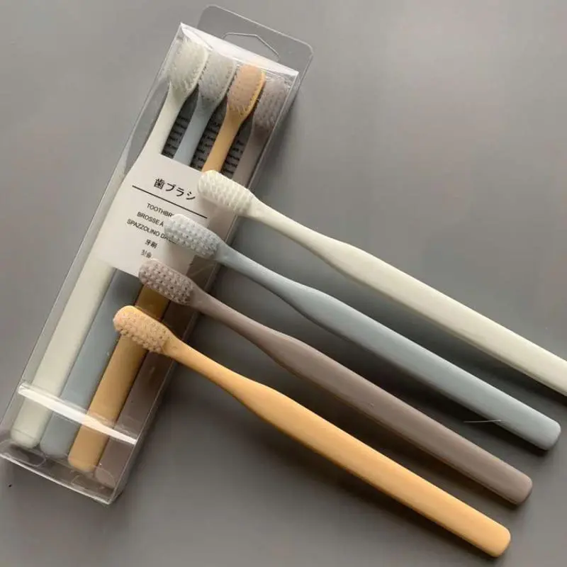 Macaron Soft Toothbrush, 4 Counts Comfortable Family Superfine Soft Toothbrush, Hygiene Products, Manual Toothbrush Set