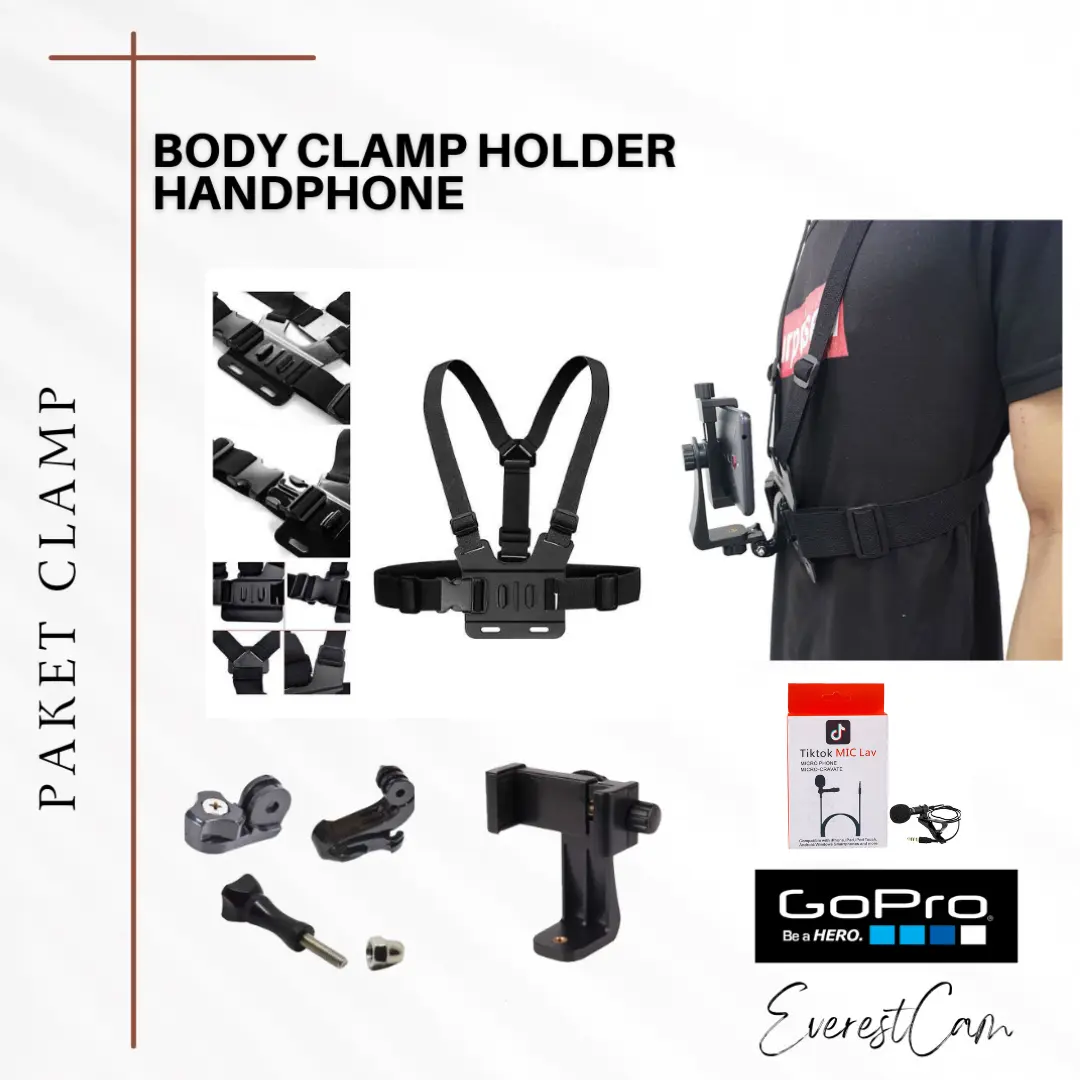Body Chest Strap Mounting + Holder Smartphone Dan Action Camera Gopro Yi Cam