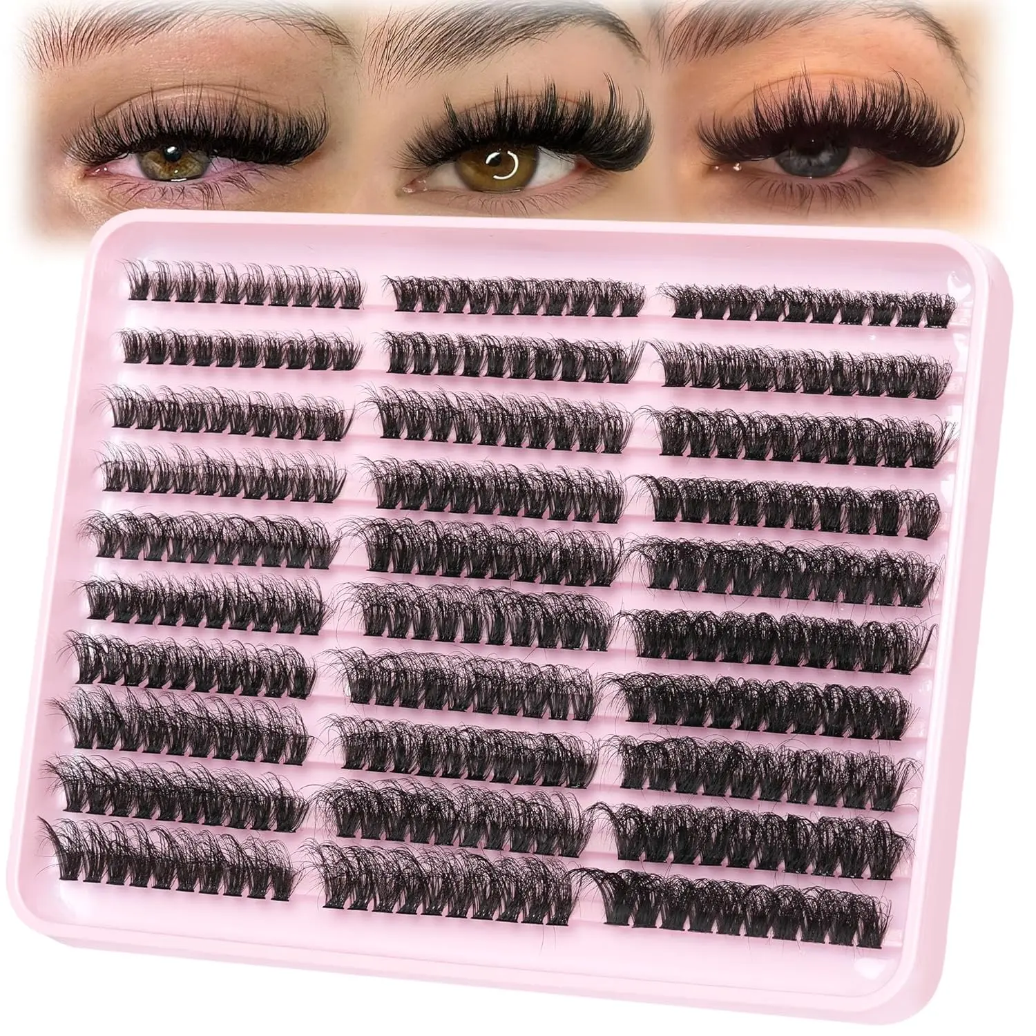 Individual False Eyelashes, 300pcs/box Natural Look Eyelash Extensions, Self Grafting Curl Eyelashes, Eye Makeup Enhancement False Eyelashes for Women & Girls