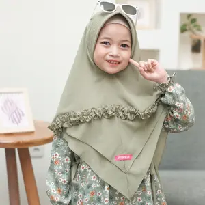 Gamis Anak Motif Bunga Set Jilbab Syar'i Usia 4-8 Tahun Model Terbaru Muslim Baju Muslim Baju Syari Lebaran
