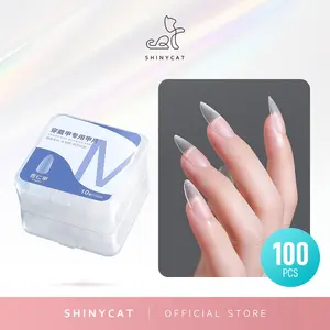 Shinycat 100Pcs Nail Art Patch Nail Memakai Kuku Palsu Soft Gel Tips Kuku Palsu Nail Tip Art Nail Extension
