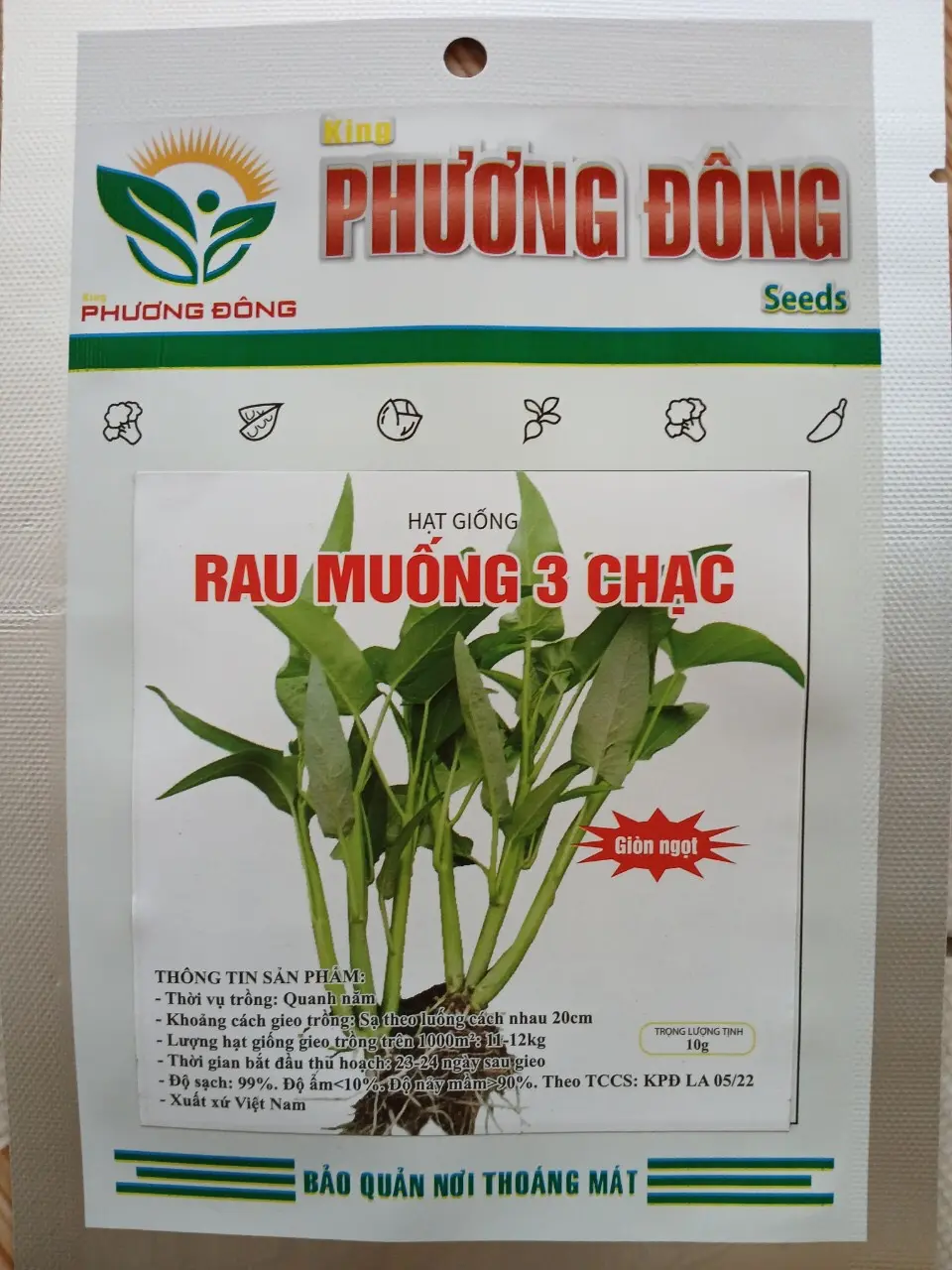 Hạt giống RAU MUỐNG 3 CHẠC - gói 10 GRAM