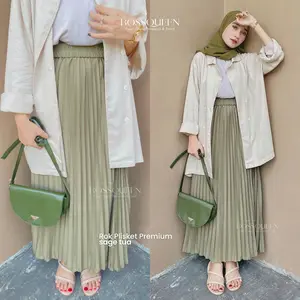 Rok Plisket Premium / Rok Wanita / Rok Lipet Rempel Dewasa Karet Muslim Panjang Bawahan Casual