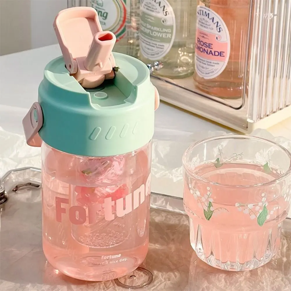 With Handle Drinking Water Straw Cups Tea Partition High-capacity Straw Plastic Water Bottle 600ml/800ml Leak Proof