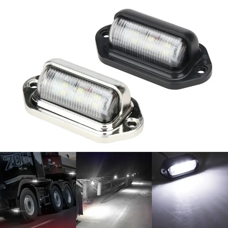 Lampu Plat Lesen Lori, 6LED, untuk Kereta, Lori, Bas, Treler, Lampu Ekor, Lampu Sisi, 12-24V Automotive Car Light