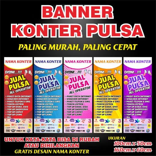 BANNER-SPANDUK KONTER PULSA BENTUK BERDIRI