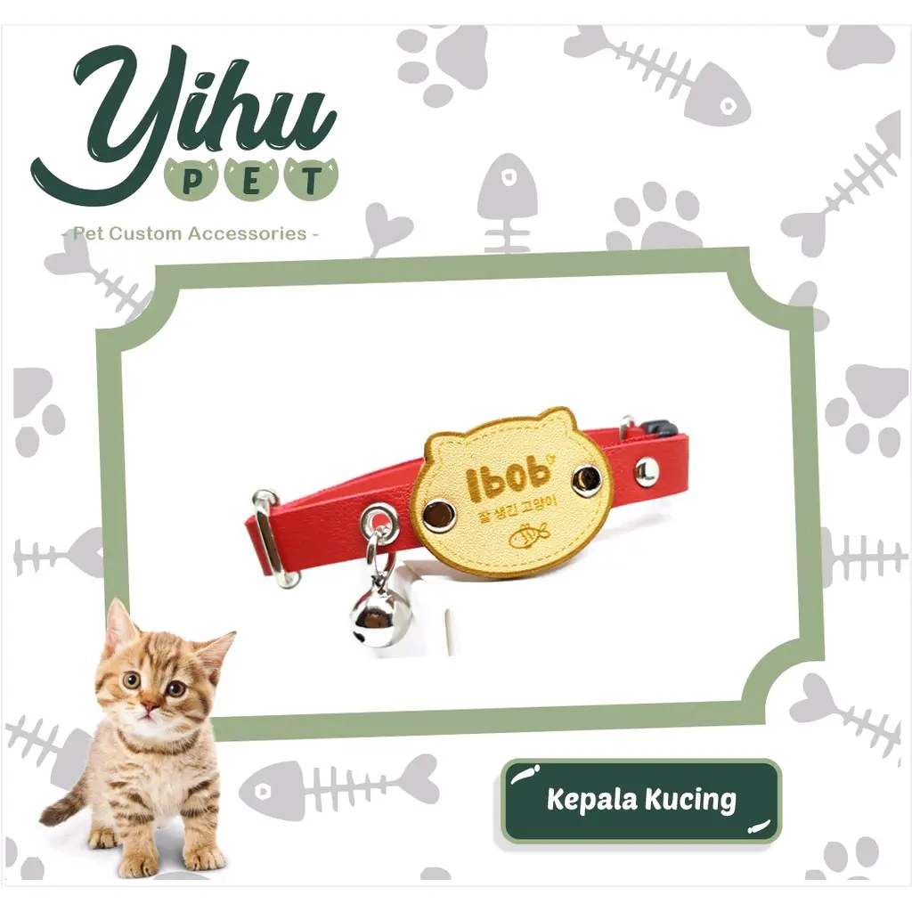 CUSTOM NAMA (Kepala Kucing) Kalung Kucing  Cat Collar