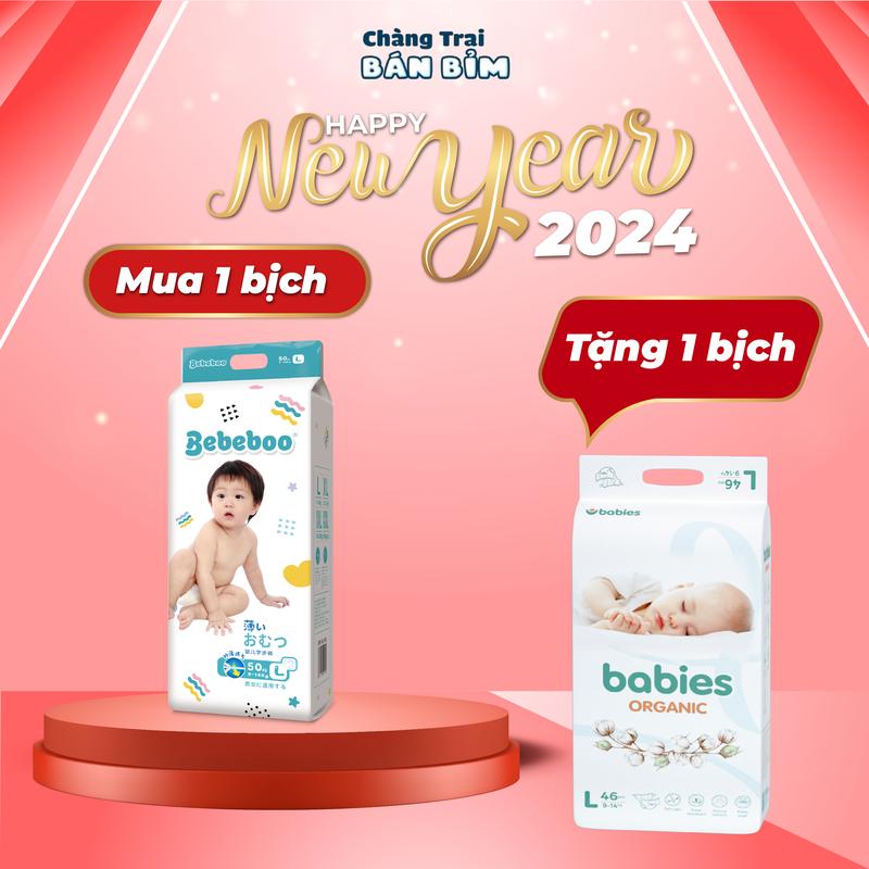 Mua 1 Bịch Bỉm Bebeboo Tặng 1 Bịch bỉm đóng đêm BABIES ORGANIC *BBB-1* ~BO-1~