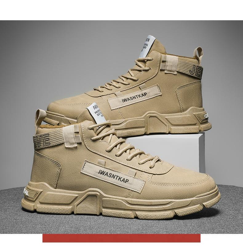 Product Introduction of in Stock Martin Boots High-Top Shoes Men's Sneaker Work Shoes in Stock Martin Boots High-Top Shoes Men's Sneaker Work Shoes Autumn and Winter New Fashion Men's Big Head Shoes British Style High-Top Lace-up Martin Boots Teenagers Platform Work Shoes 6