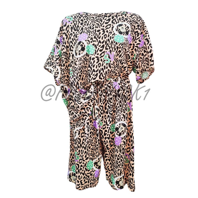 FOURLUCK Baju tidur kaos katun Motif lucu Pendek 1
