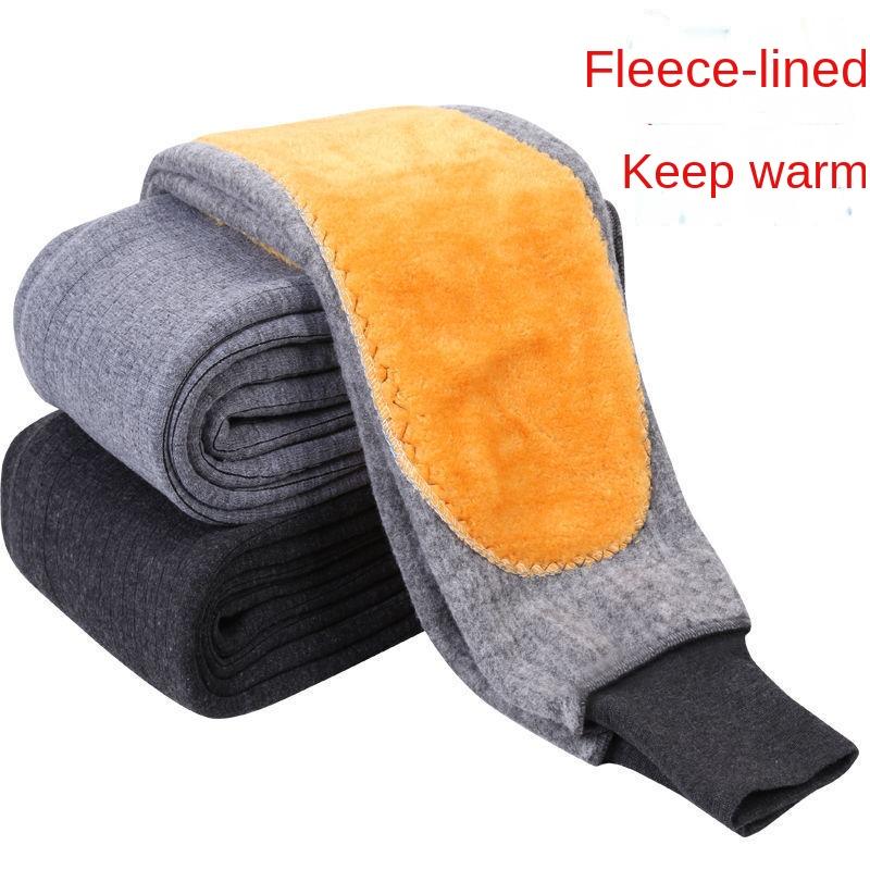 Quần Giữ Nhiệt Lót Lông Cừu Cho Nam, Quần Cotton Dày Dặn Cộng Với Kích Thướ, Đệm Đầu Gối, Hỗ Trợ Eo, Quần Legging Cạp Cao Siêu Co Giãn, Mùa Đông