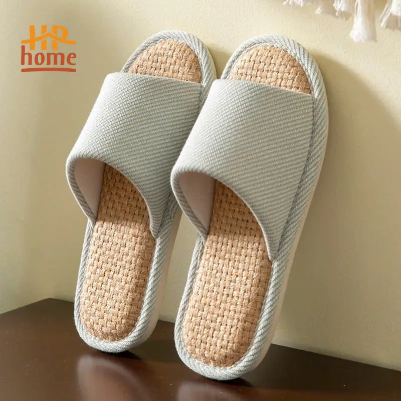 Dép BASIC Đế Cói Vải Lanh Đi Trong Nhà, Thiết Kế Đơn Giản và Sang Trọng, Đế Cao Su Non Chống Trơn Trượt, Đi Trong Nhà, Thích Hợp Cho Nam Nữ Và Cặp Đôi Gia Dụng HP HOME 6