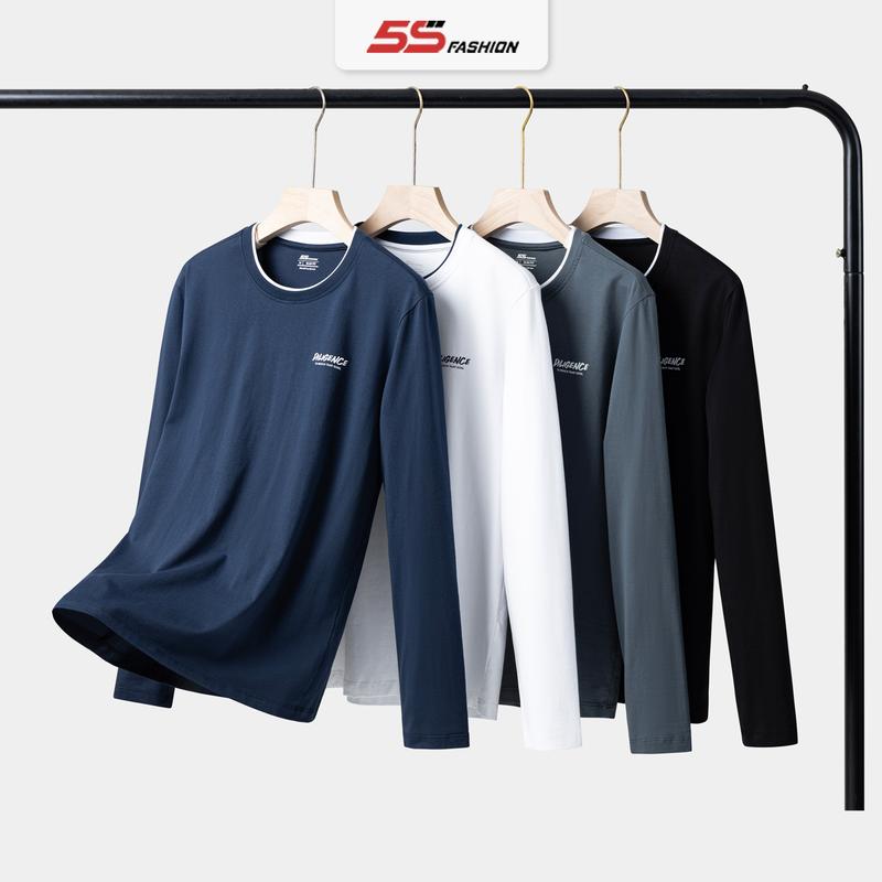 Áo Thun Nam Dài Tay 5S FASHION Chất Cotton Phom Slimfit ATH24014 - Menswear, Cổ Tròn