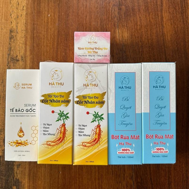 bộ kem cốt sâm trắng sáng da 2 bột rửa mặt 2 cốt sâm 1 kem dưỡng 1 serum tế bào gốc Skincare