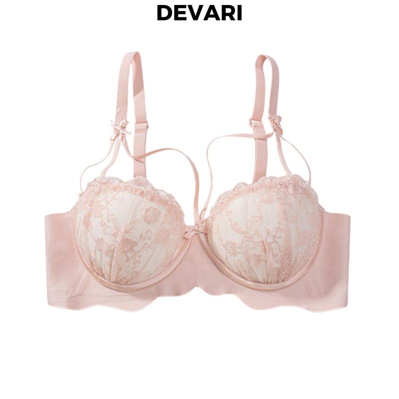 Áo ngực nữ không gọng đệm mút vừa nâng ngực phối ren mềm mại - Áo lá nữ thoáng mát đính nơ gợi cảm và  DEVARI A917 Tua Rua Women Bra đồ  lót