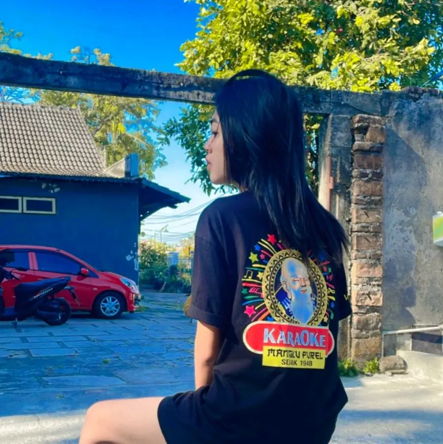 kaos top karaoke orangtua Santai Katun Sablon