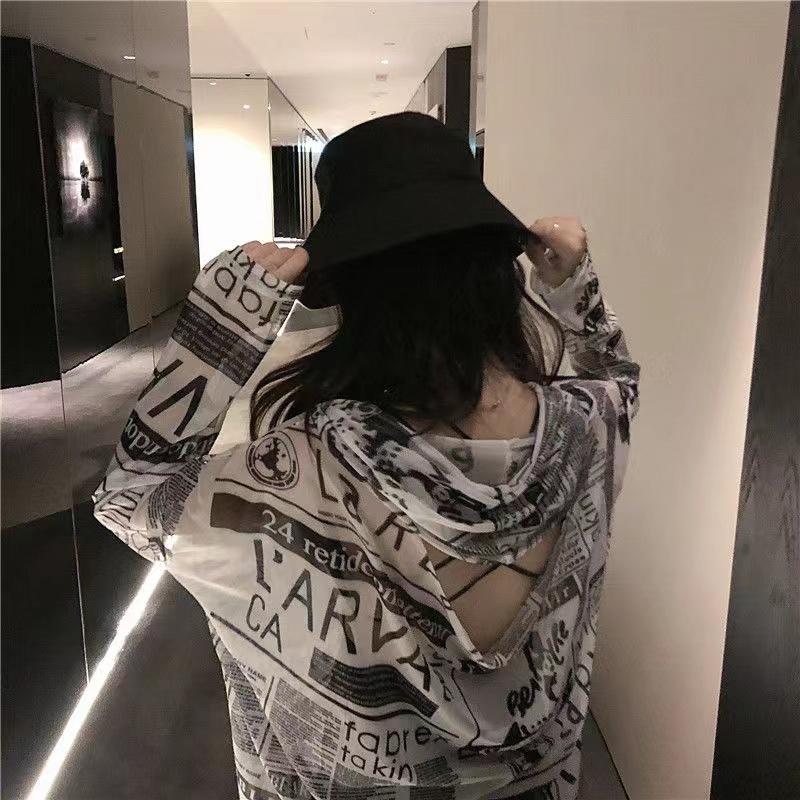 Product Introduction of Xu Hướng Mùa Xuân, Mùa Thu Và Mùa Hè Mới 2023, Quần Áo Chống Nắng Mỏng, Cô Gái Nóng Bỏng Gợi Cảm, Không Lưng, Áo Sơ Mi Dài Tay Có Mũ Dáng Rộng Với Tay Áo Dài. Top Voi Cổ Tròn Ong Shirt 4