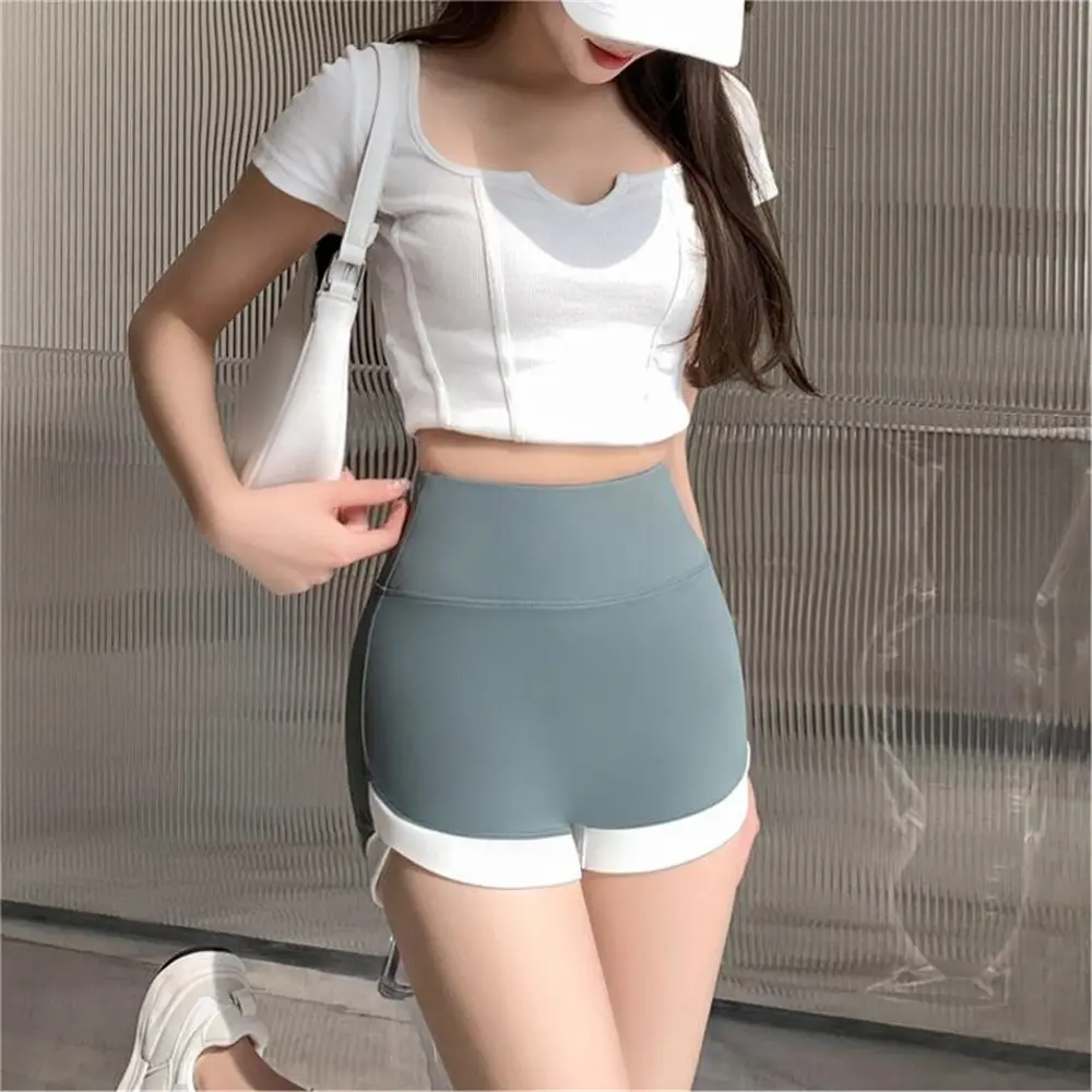Quần Legging Cạp Cao, Mỏng Mùa Hè, Quần Đùi Màu Tương Phản, Có Thể Mặc Làm Áo Mặc Bên Ngoài, Quần An Toàn, Không Có Đường Nóng Bỏng, Quần Cá Mập