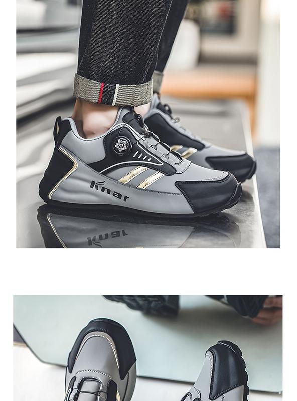 Product Introduction of Rotating button shoes men's sneakers men's shoes spring and autumn leather waterproof non-slip casual shoes fashionable shoes all-matching travel shoes Closed Runner Trainers Footwear Training Running Walking Shoes 13