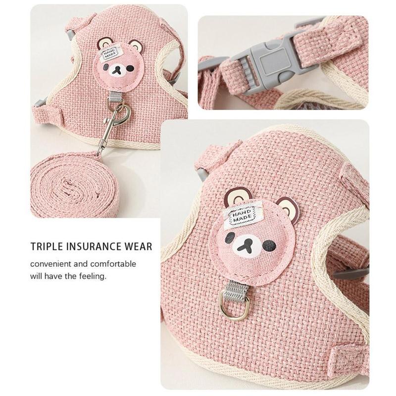 Product Introduction of Pet Dog Vest Chain Rope Cartoon Bear Adjustable Vest Leash Pet Dog Cat Walking Harness 29