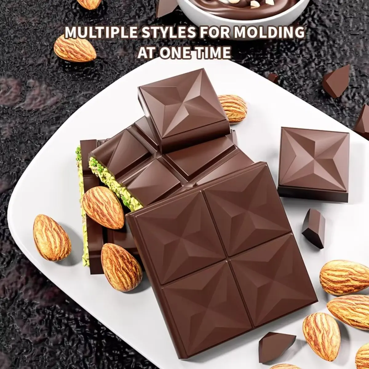 Chocolate Bar Mold Deep Dubai Break Apart Candy Molds Thick Stuffed Silicone Molds for Filling Pistachio Chocolate Bar Mould