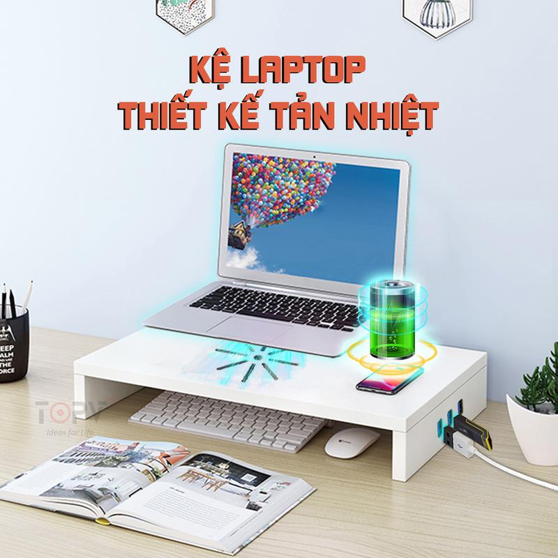 Kệ để laptop tản nhiệt TopV kệ để máy tính để bàn giá đỡ laptop nâng màn hình pc đế kê lap đựng 15.6