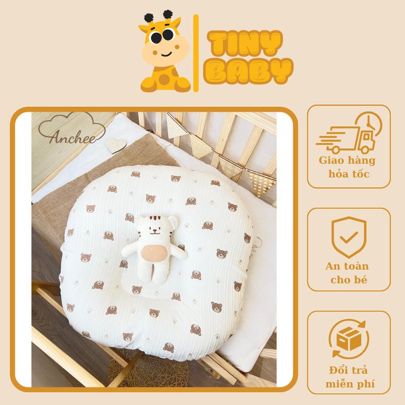 Gối chống trào ngược cho bé gối chống trào cho trẻ sơ sinh vỏ ngoài làm băng chất liệu xô muslin gân mêm mịn bông bông nguyên chất êm ái mềm mại cho bé nằm thoải mái TINY BABYY  1,7KG   Gối Ngủ gối  chống goich obeso Nhộng Chũn 