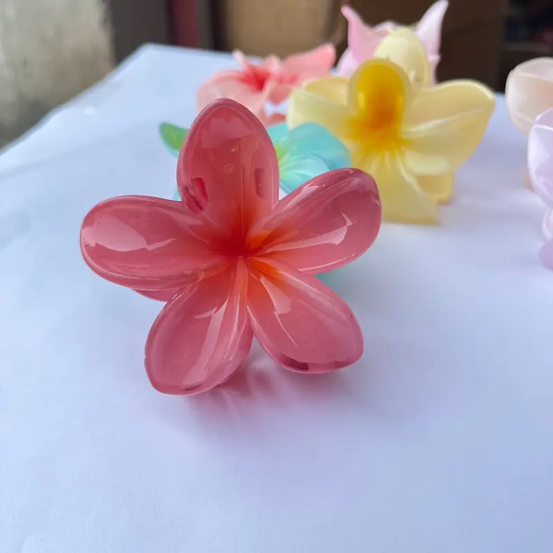 ￼Thời Trang Nhiều Màu Sắc Kẹp Tóc Hoa Sứ Lưng Đầu Tóc Móng Vuốt Kẹp Phong Cách Hawaii Phụ Kiện Tóc Women Voi 6