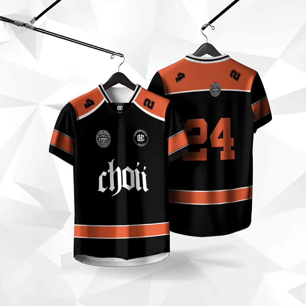 Stylish Choii Jersey Design Baju T-Shirt Lelaki Viral Oversized Jersey Ootd Collar Tiktok Ootd Retro Collar Jersey Stand Collar Plus Size Men Women Football