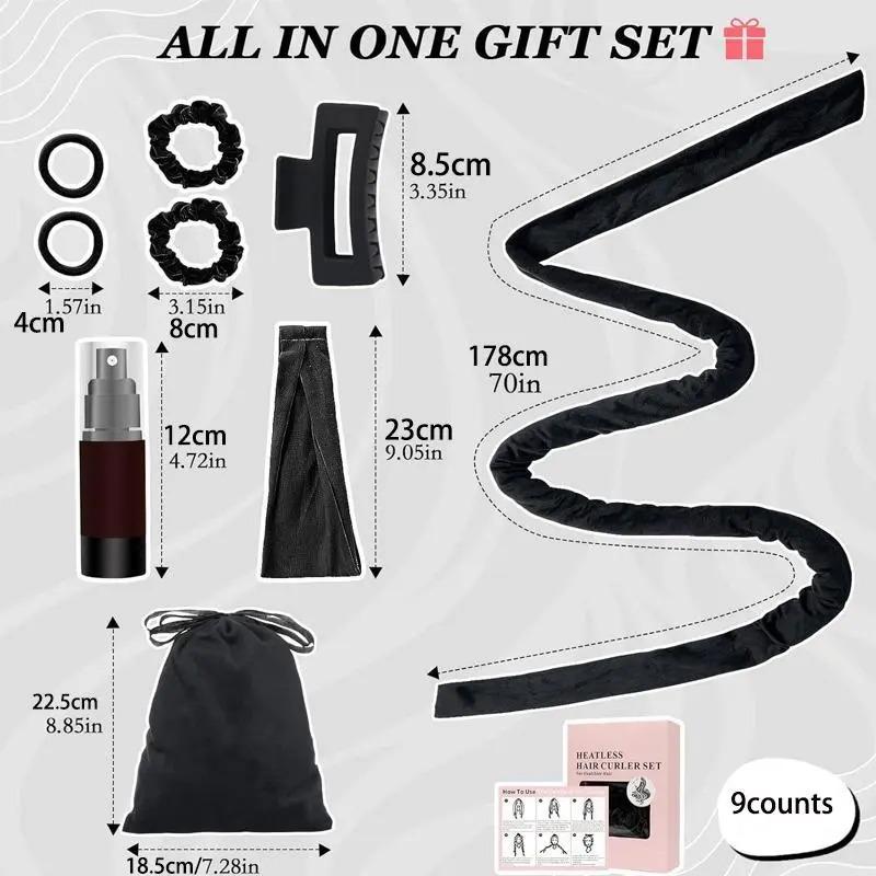 Heatless Hair Curler Set, 9 Counts/set Hair Curler Headband, Hair Styling Accessories for Women & Girls, Professional Hair Styling Tools for Daily Use 6