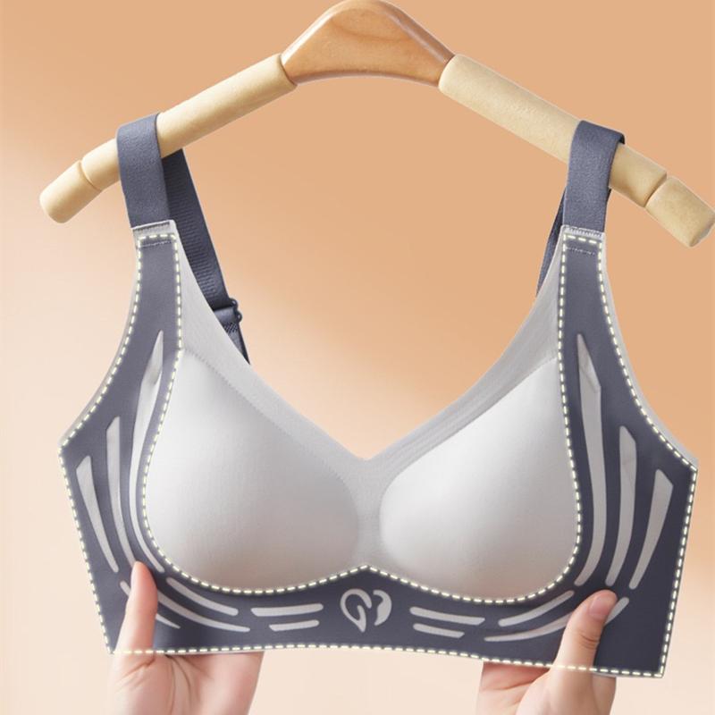 Seamless Contrasting Color Fixed Cup Women's Underwear, Push-up And Comfortable, Breast-shrinking And Beautiful Back Bra 3